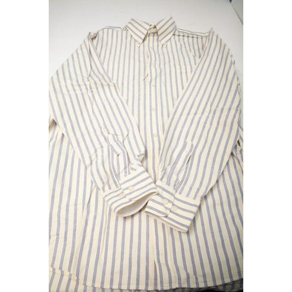 Charles Tyrwhitt Shirt Mens Large Yellow Blue Striped Button Down Long Sleeve - Picture 5 of 10